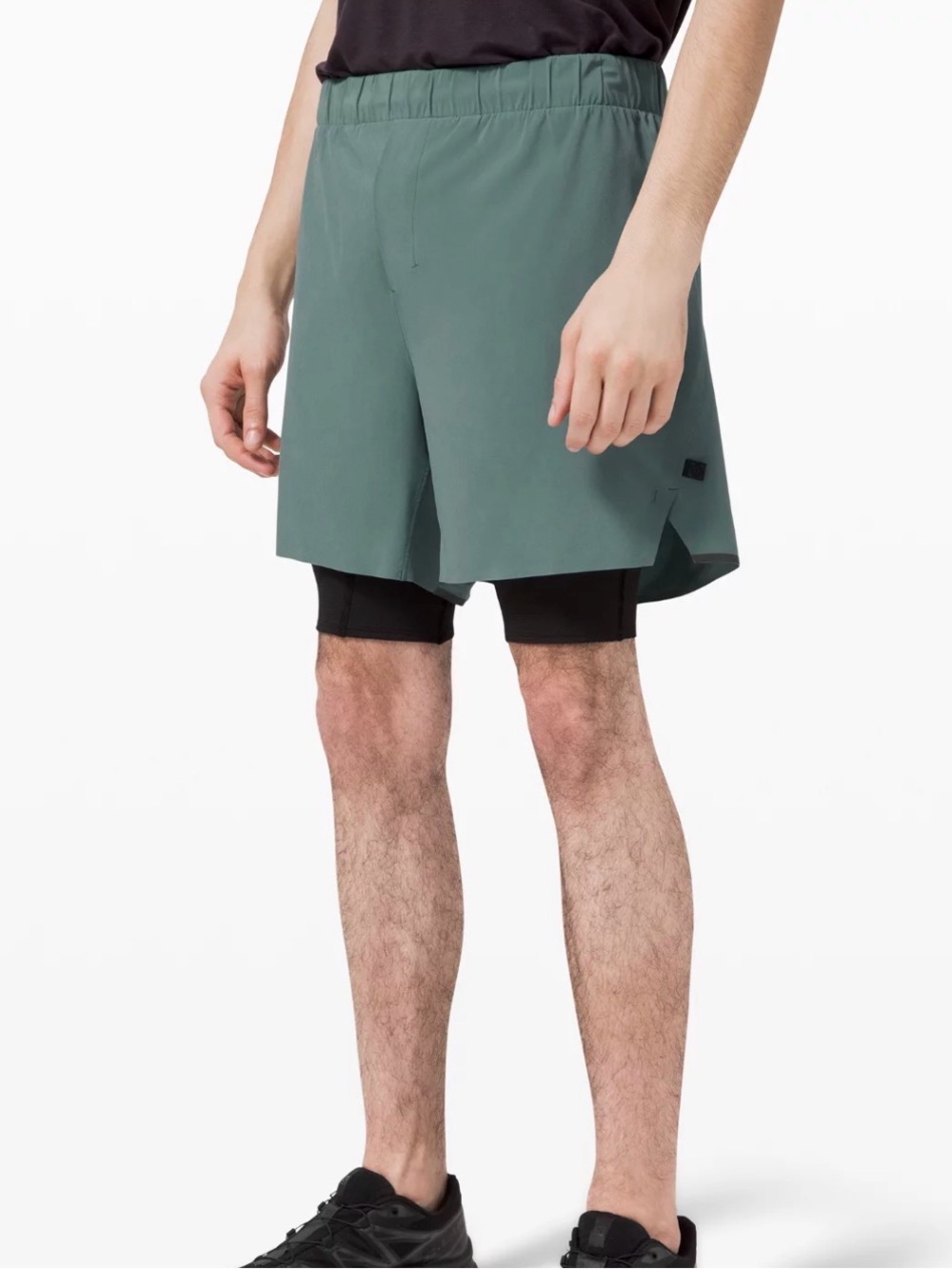 Lululemon Lab Men's Diffract Run Shorts 2-in-1 Lined Muted Green Size M LM7AHWS